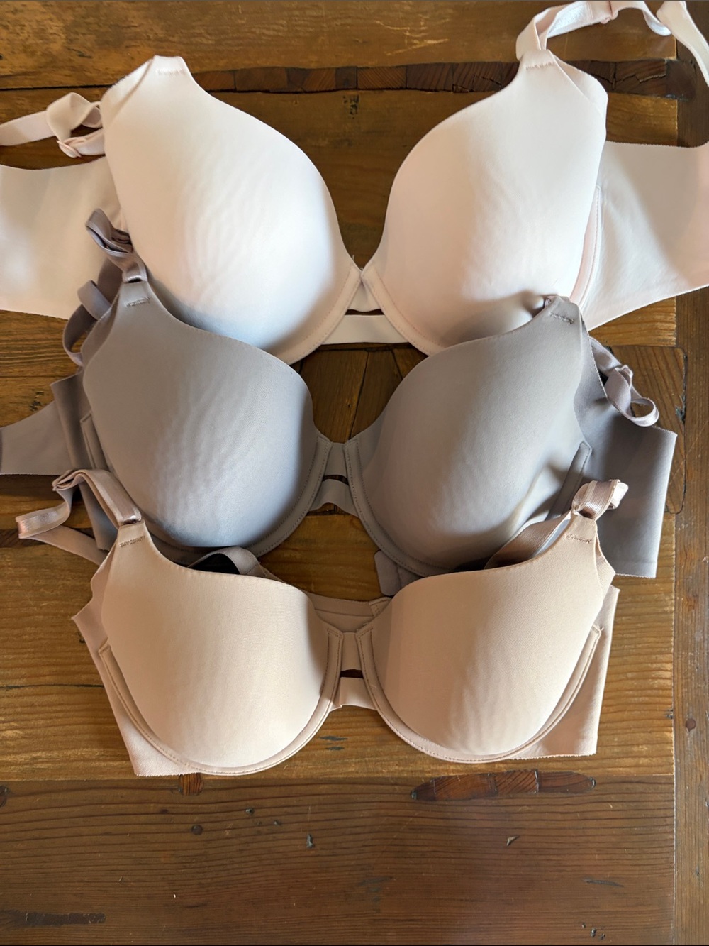 Warner's Smooth T-Shirt Bra Set in Blush, Gray and Nude